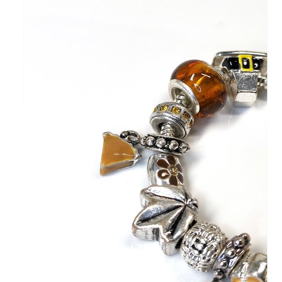 NOVEMBER Charm Bracelet 7.5-8.5 Willabee & Ward Danbury Thanksgiving Pie Turkey - Picture 8 of 11